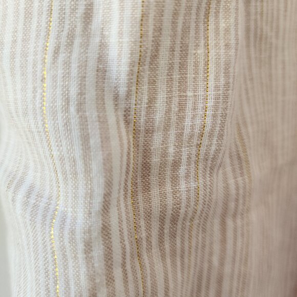 Antibes Blanc Striped Linen Maxi Dress | Medium | Gold Tan Cream RN 59478 - Picture 5 of 8